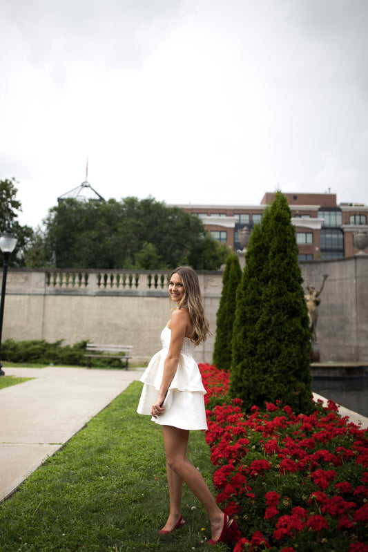 Pop The Champagne💍 Strapless Two-Tier Mini Dress