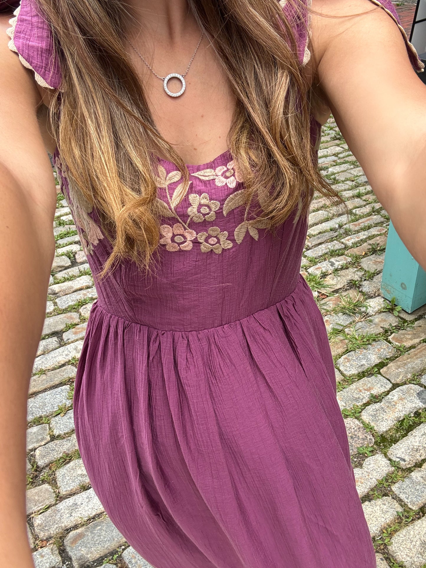 Portland Embroidered Maxi- Magenta