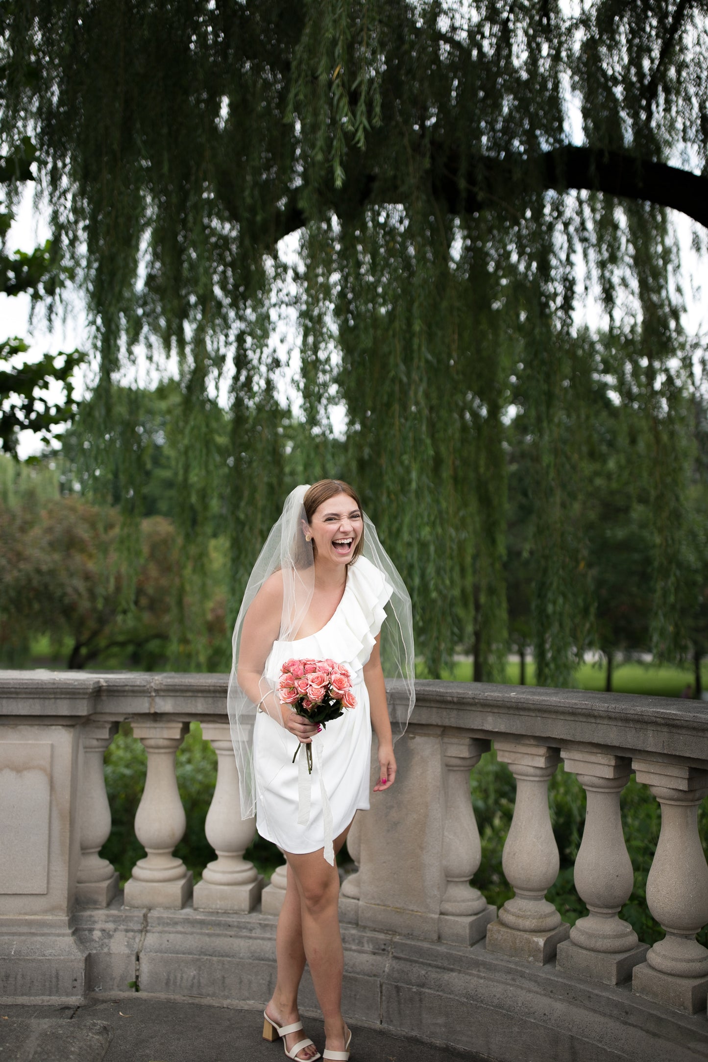 Team Bride - White One Shoulder Ruffle Dress