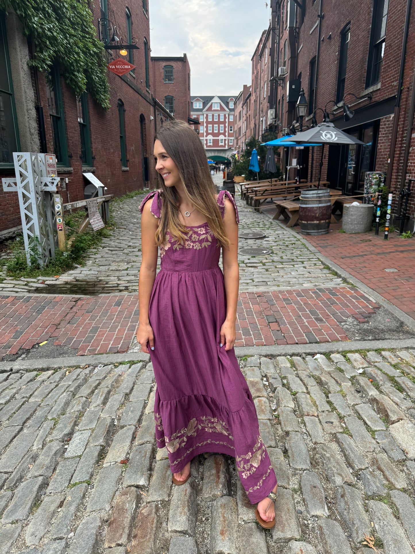 Portland Embroidered Maxi- Magenta