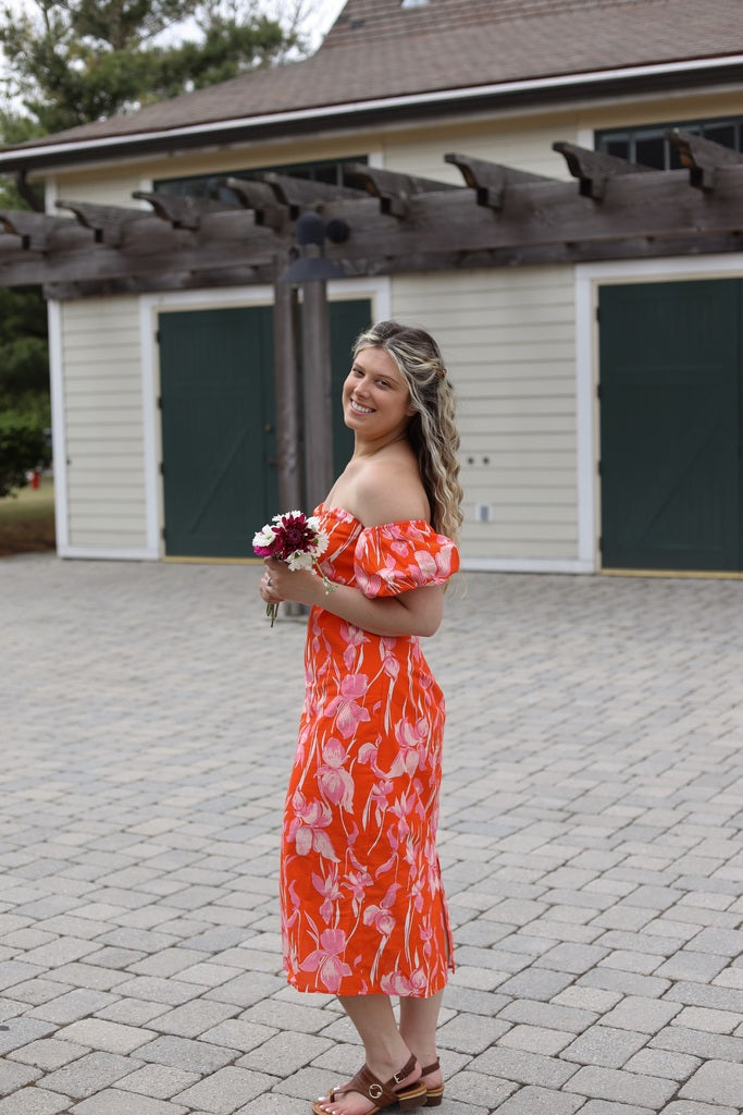 Savannah Orange Midi Dress