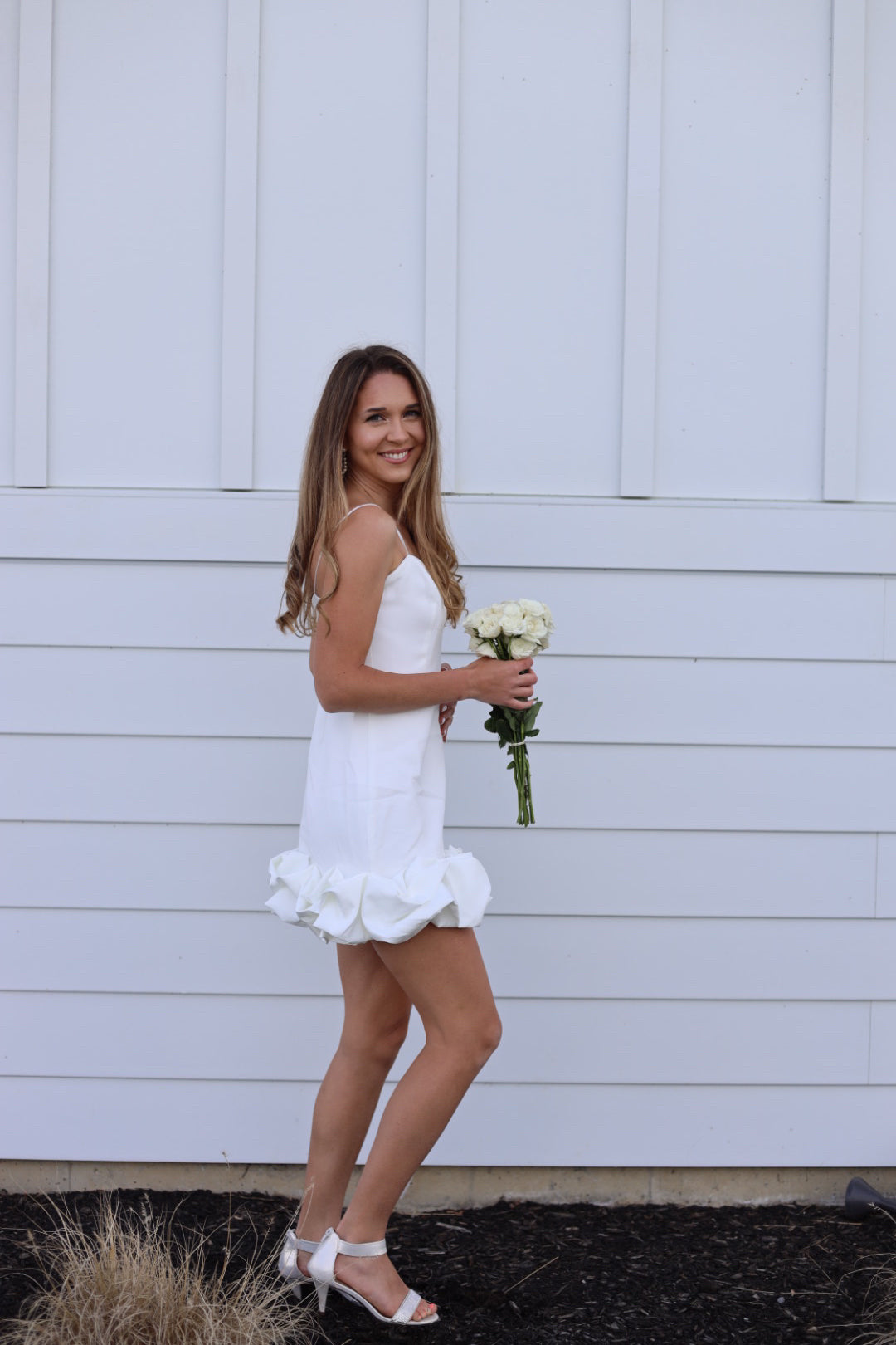 White Ruffle Bottom Dress