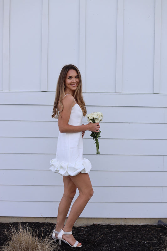 White Ruffle Bottom Dress