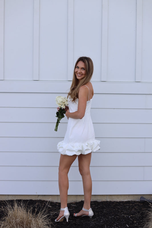 White Ruffle Bottom Dress