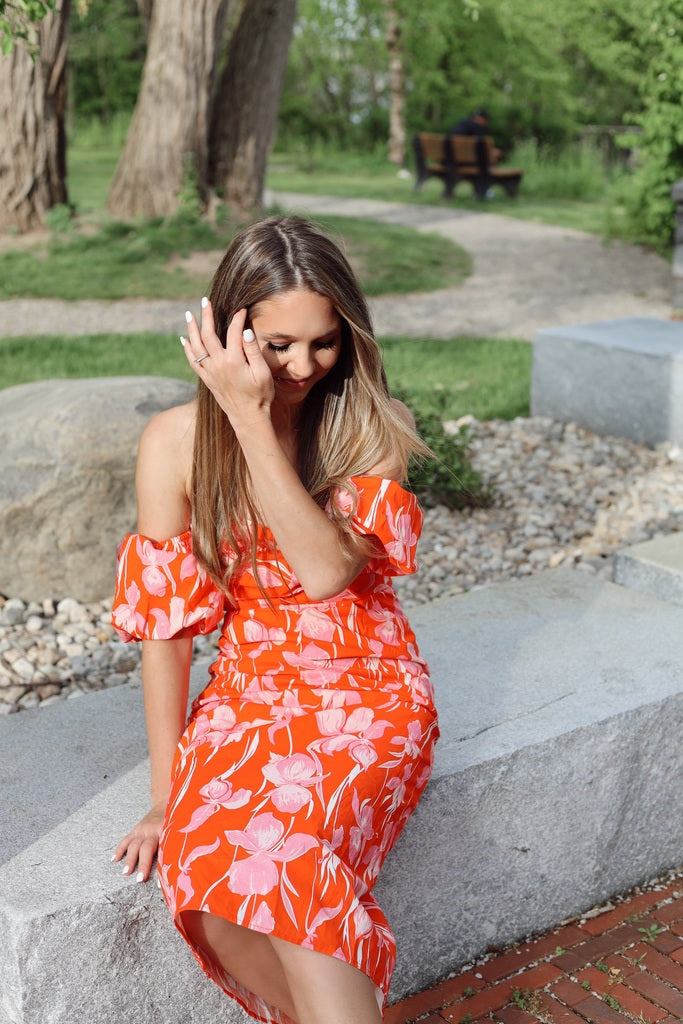 Savannah Orange Midi Dress