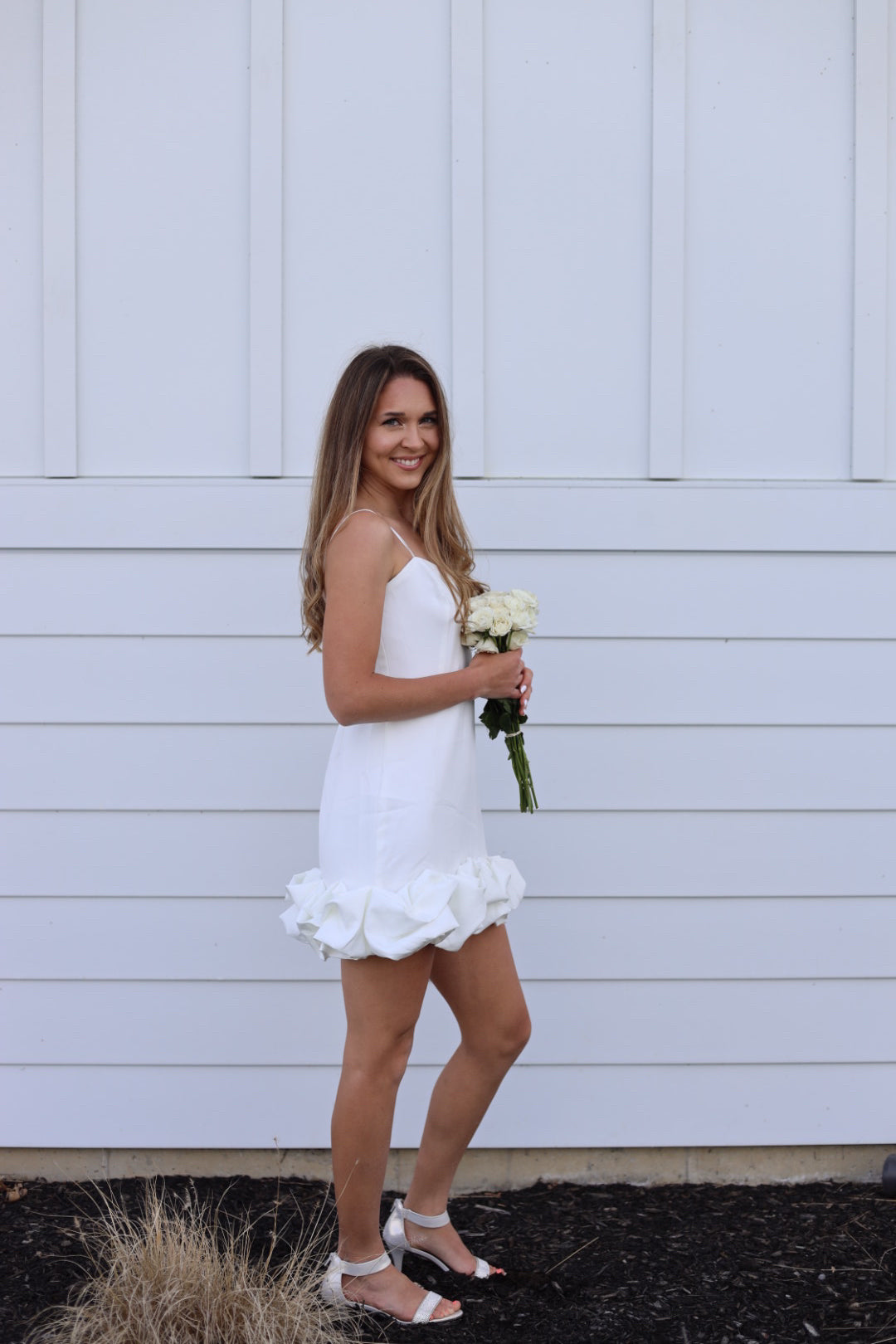 White Ruffle Bottom Dress