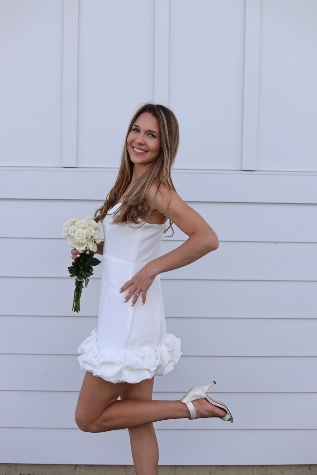 White Ruffle Bottom Dress